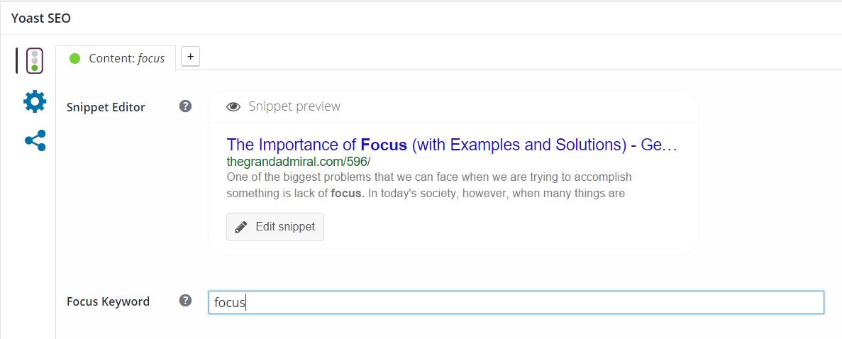 Yoast focus keyword