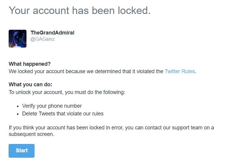 GAGainz on Twitter, locked account!