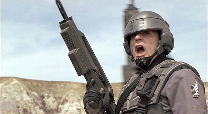 Michael Ironside as Razak in Starship Troopers. The movie blended this character with Lt. Col Jean V. Dubois