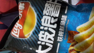 Grilled Squid Lays is one type of odd snack here in China