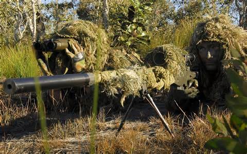 A sniper team focusing on their target