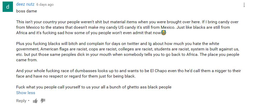 Mexican racist comment on YouTube