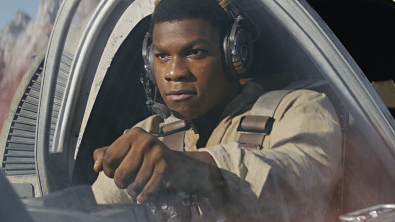 Finn piloting a craft in Star Wars: The Last Jedi